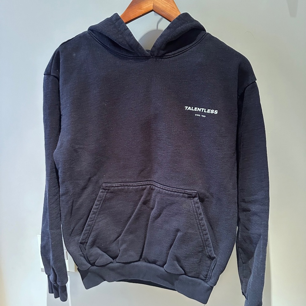Talentless Black Hoodie Sweatshirt with Circle Logo - Size Small